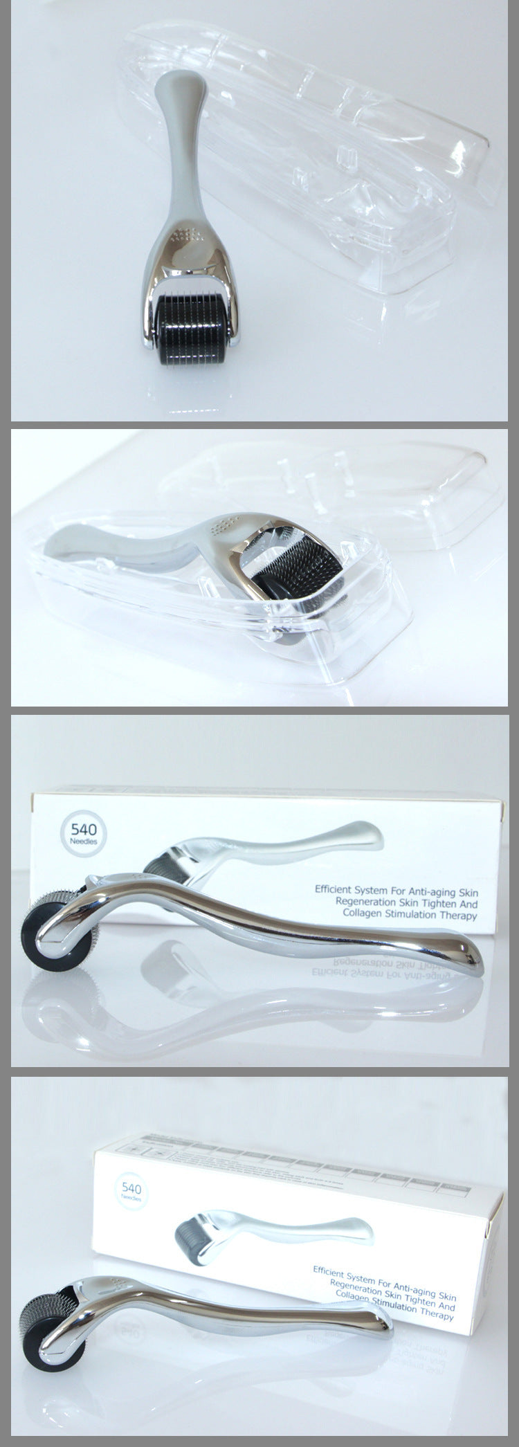 540 Microneedle Roller With Gold And Silver Handle