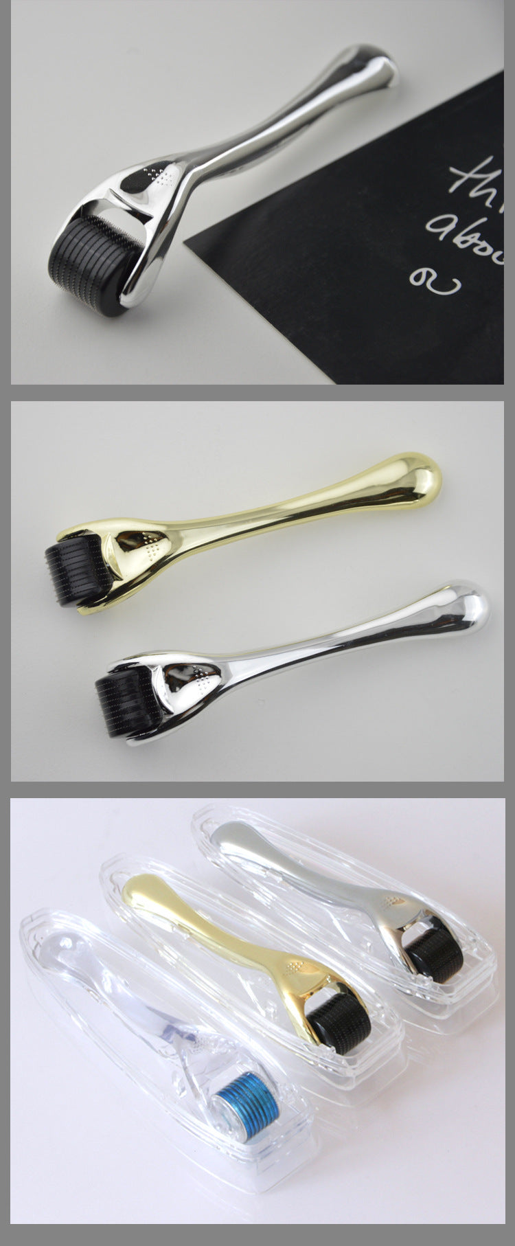 540 Microneedle Roller With Gold And Silver Handle