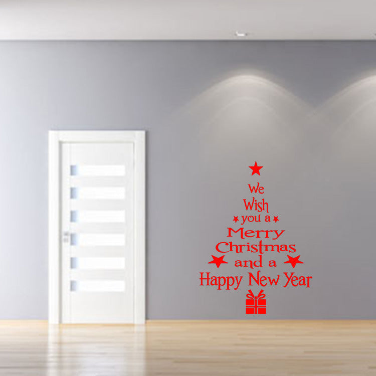 Christmas Tree Glass Window Background Wall Sticker Decoration