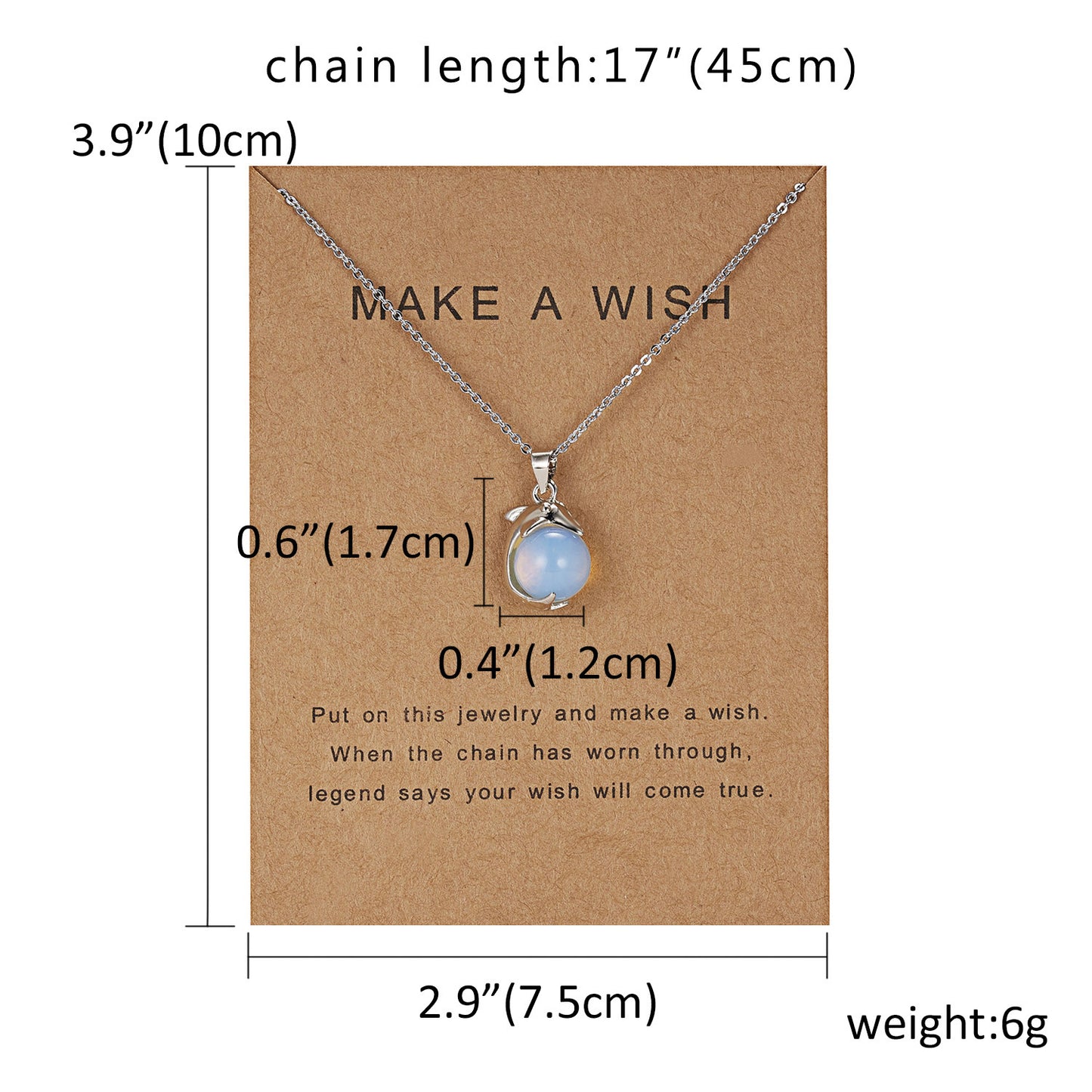 Women's Temperament Dolphin Shape Natural Stone Paper Card Necklace