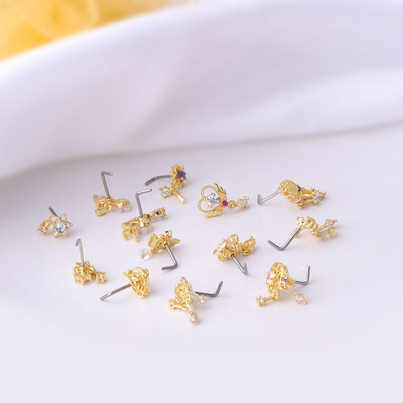 Piercing Jewelry Fashion Colorful Zircon Pendant Nose Pin