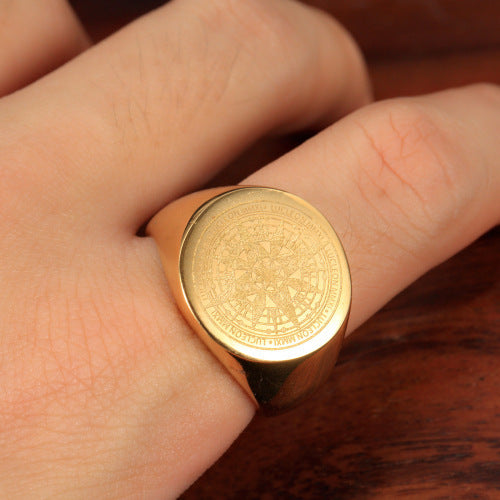Vintage Compass Stainless Steel Men's Ring Titanium Steel Compass Mystery Ring