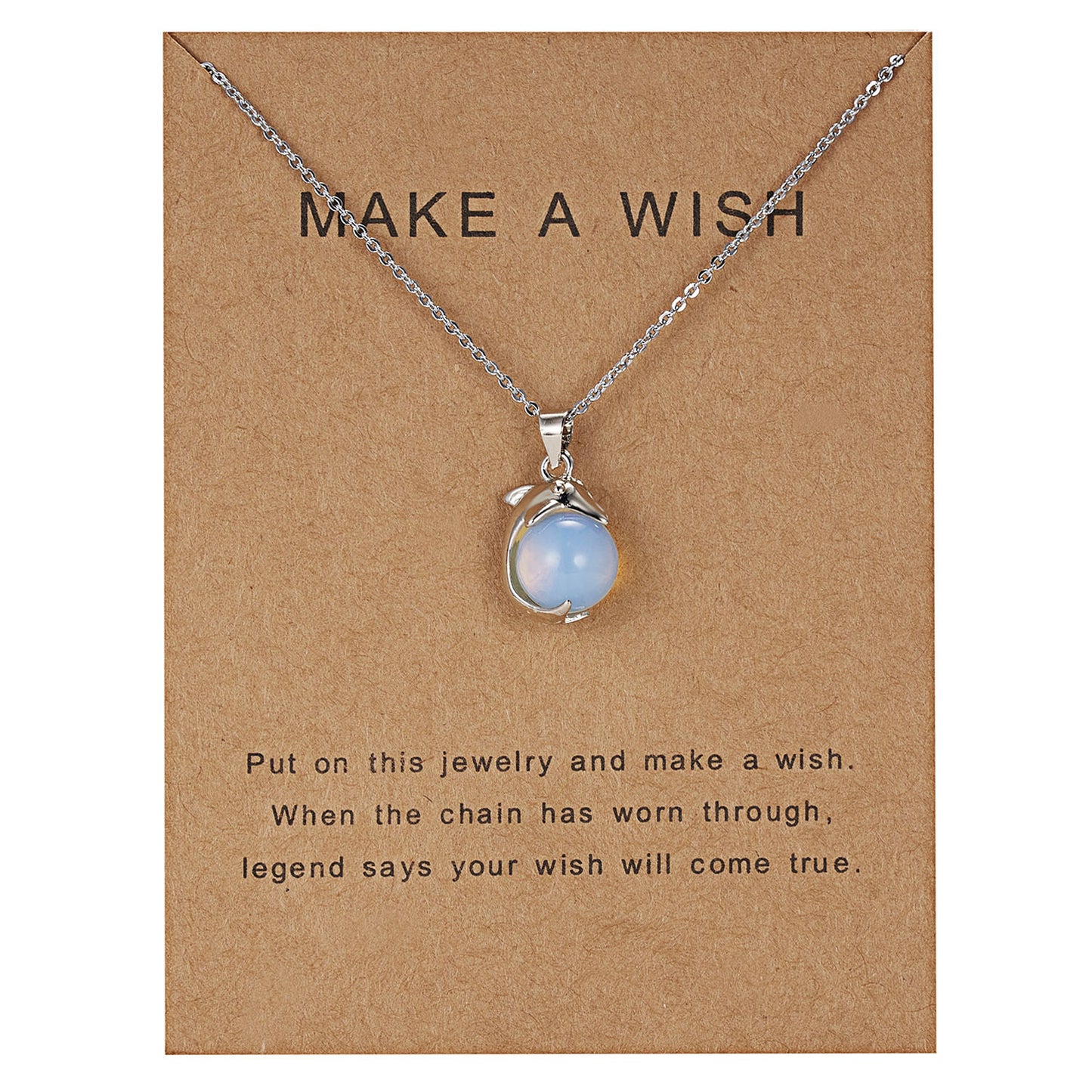 Women's Temperament Dolphin Shape Natural Stone Paper Card Necklace