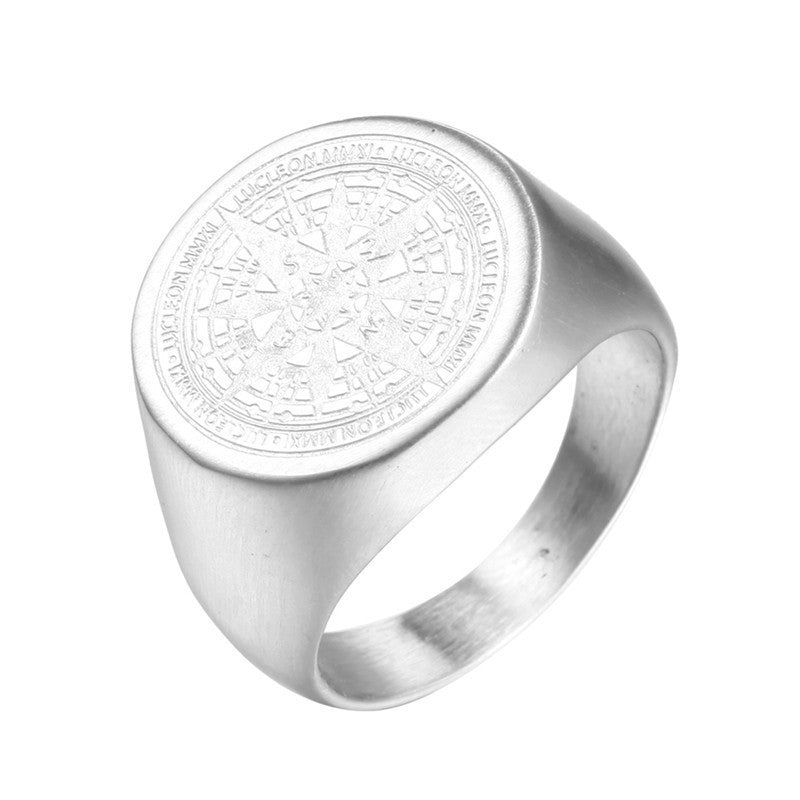 Vintage Compass Stainless Steel Men's Ring Titanium Steel Compass Mystery Ring