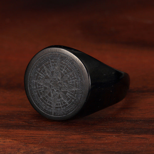 Vintage Compass Stainless Steel Men's Ring Titanium Steel Compass Mystery Ring