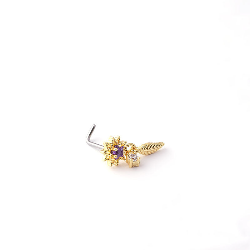 Piercing Jewelry Fashion Colorful Zircon Pendant Nose Pin