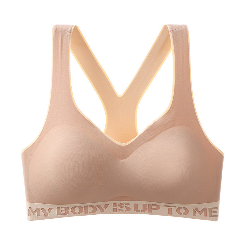 Letter Splicing Contrast Color Wireless One-piece Three-dimensional Cup Fashion Bra