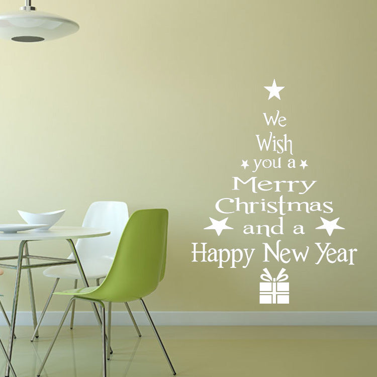 Christmas Tree Glass Window Background Wall Sticker Decoration
