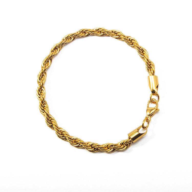 4mm Twisted Rope Silver Plated Ladies Bracelet
