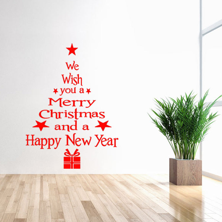 Christmas Tree Glass Window Background Wall Sticker Decoration