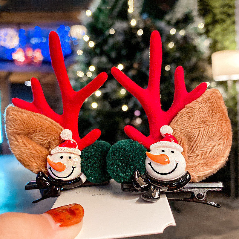 Christmas Hairpin Duck Clip Headdress Snowman Cute Antler Clip Hair Ornament