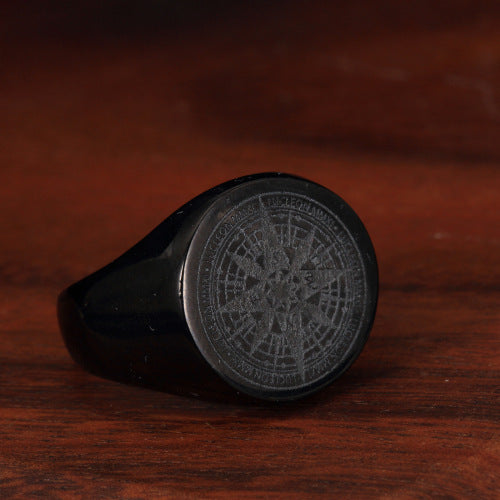 Vintage Compass Stainless Steel Men's Ring Titanium Steel Compass Mystery Ring