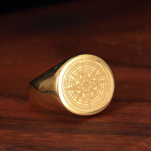 Vintage Compass Stainless Steel Men's Ring Titanium Steel Compass Mystery Ring