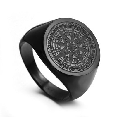 Vintage Compass Stainless Steel Men's Ring Titanium Steel Compass Mystery Ring