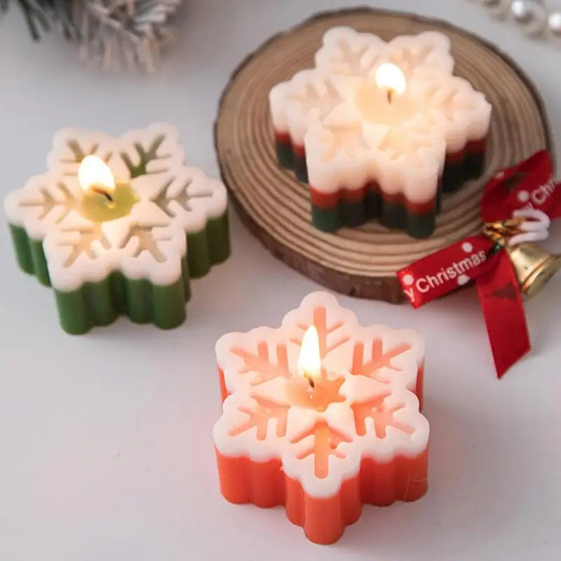 Christmas Aromatherapy Candles Snowflake Candle Decor Christmas Scented Candles Gift Smokeless Christmas Snowflake Shaped Candle