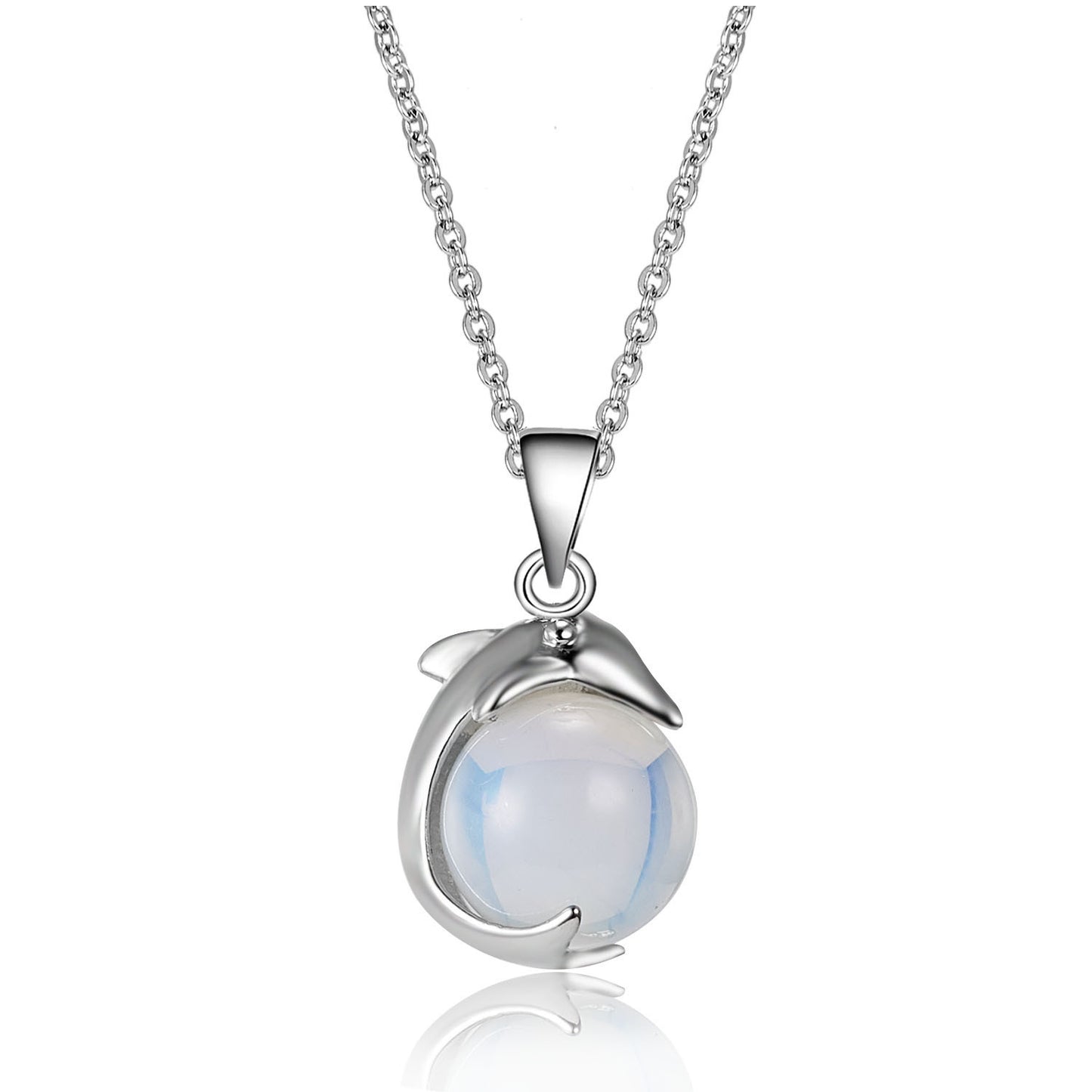 Women's Temperament Dolphin Shape Natural Stone Paper Card Necklace
